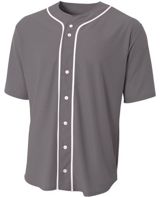 NB4184 A4 Youth Short Sleeve Full Button Baseball  in Graphite