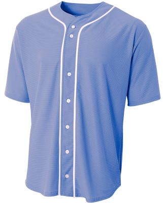NB4184 A4 Youth Short Sleeve Full Button Baseball  in Light blue