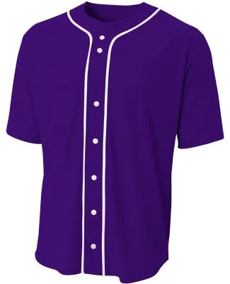 NB4184 A4 Youth Short Sleeve Full Button Baseball  in Purple