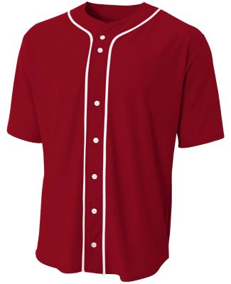 NB4184 A4 Youth Short Sleeve Full Button Baseball  in Cardinal