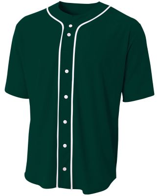 NB4184 A4 Youth Short Sleeve Full Button Baseball  in Forest green