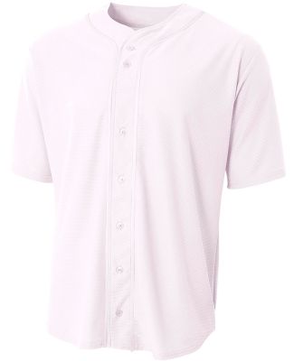 NB4184 A4 Youth Short Sleeve Full Button Baseball  in White