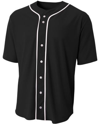 NB4184 A4 Youth Short Sleeve Full Button Baseball  in Black