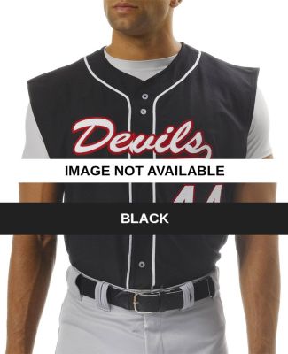 NB4185 A4 Youth Sleeveless Full Button Baseball To Black