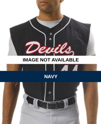 NB4185 A4 Youth Sleeveless Full Button Baseball To Navy