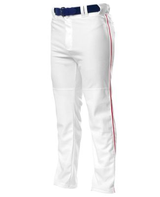 NB6162 A4 Youth Pro Style Open Bottom Baggy Cut Ba in White/ scarlet