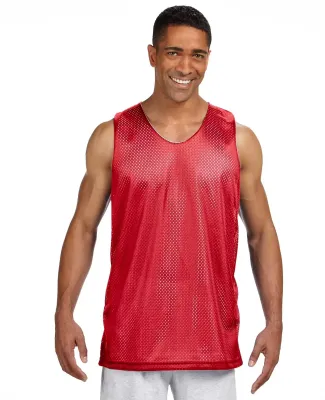 NF1270 A4 Adult Reversible Mesh Tank SCARLET/ WHITE