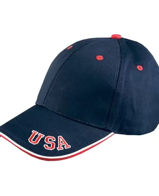 NT102 Adams Cotton Twill National Cap NAVY/ RED/ WHITE