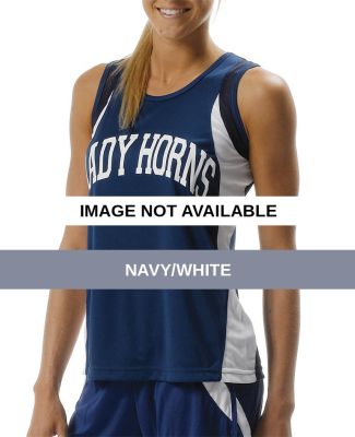 NW1009 A4 Ladies Cooling Performance Singlet Navy/White
