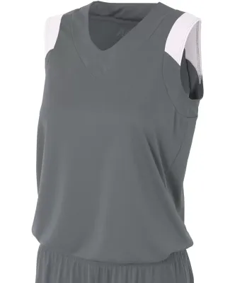 NW2340 A4 Moisture Management V-neck Muscle GRAPHITE/ WHITE