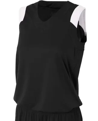 NW2340 A4 Moisture Management V-neck Muscle BLACK/ WHITE