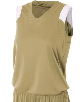 NW2340 A4 Moisture Management V-neck Muscle VEGAS GOLD/ WHT