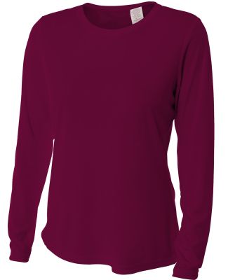 NW3002 A4 Women's Long Sleeve Cooling Performance  in Maroon