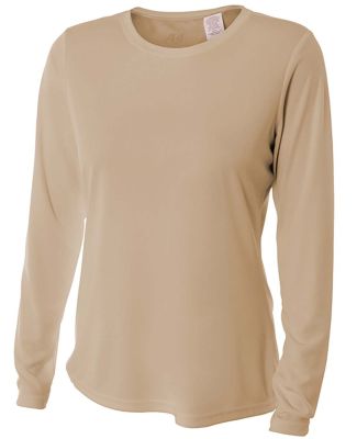 NW3002 A4 Women's Long Sleeve Cooling Performance  in Sand