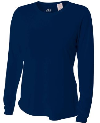 NW3002 A4 Women's Long Sleeve Cooling Performance  in Navy