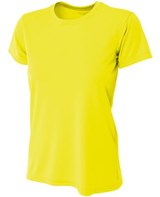 NW3201 A4 Women's Cooling Performance Crew T-Shirt in Safety yellow