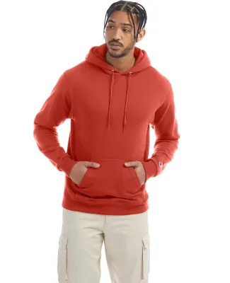 Champion S700 Logo 50/50 Pullover Hoodie in Red river clay