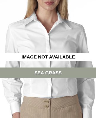 V0114 Van Heusen Ladies' Long-Sleeve Silky Poplin Sea Grass