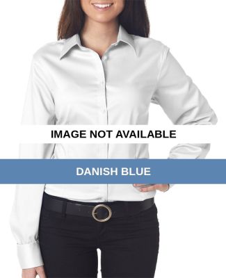 V0219 Van Heusen Ladies Solid Sateen Woven Danish Blue
