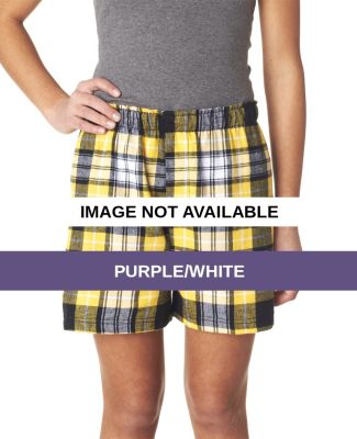 YP48 Boxercraft Youth Flannel Boxers Purple/White