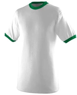 710 Augusta Sportswear Ringer T-Shirt in White/ kelly