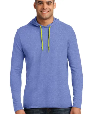 Anvil 987 by Gildan Long-Sleeve Hooded T-Shirt in Hth blu/ neo yel