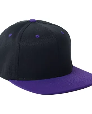 110F Flexfit Wool Blend Flat Bill Snapback Cap  in Black/ purple