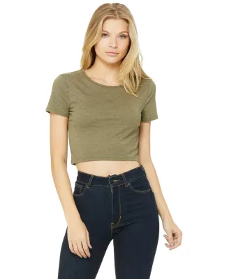 BELLA 6681 Womens Poly-Cotton Crop Top HEATHER OLIVE