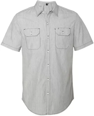 B9265 Burnside - Dobby-Stripe Short Sleeve Shirt  Black