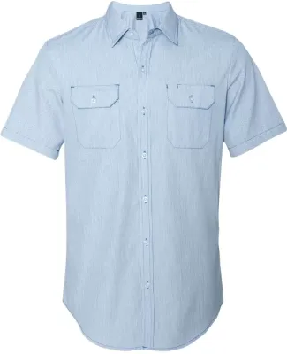 B9265 Burnside - Dobby-Stripe Short Sleeve Shirt  Blue