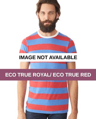 Alternative Apparel AA1935J Men's Ugly Stripe Crew Eco True Royal/ Eco True Red