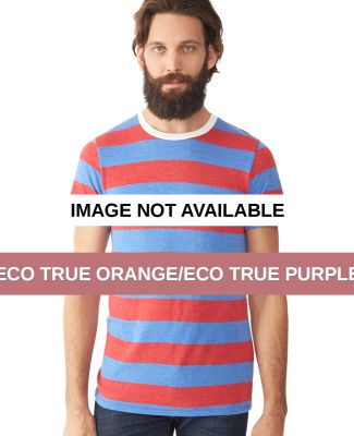 Alternative Apparel AA1935J Men's Ugly Stripe Crew Eco True Orange/Eco True Purple