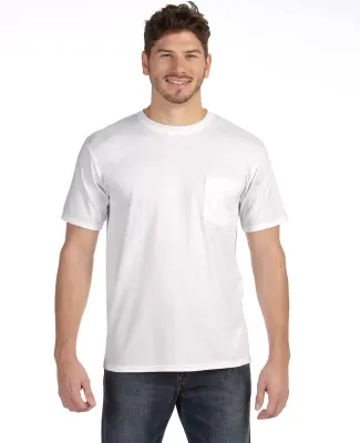 783 Anvil Adult Midweight Cotton Pocket Tee in White