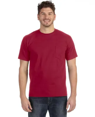 783 Anvil Adult Midweight Cotton Pocket Tee in Independence red