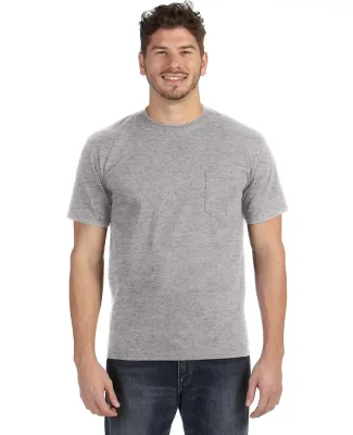 783 Anvil Adult Midweight Cotton Pocket Tee in Heather grey