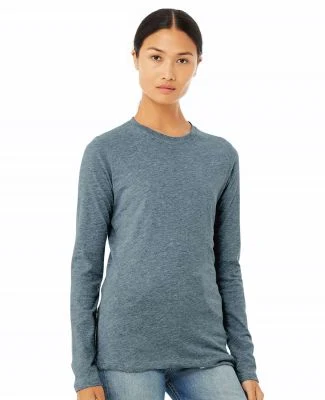 BELLA 6500 Womens Long Sleeve T-shirt in Heather slate