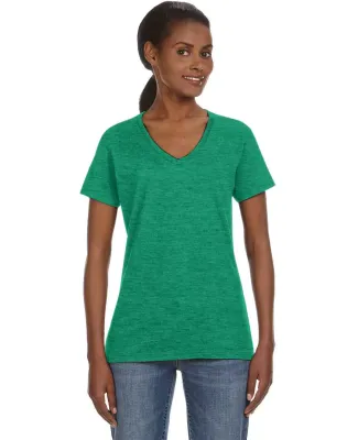 88VL Anvil - Missy Fit Ringspun V-Neck T-Shirt in Heather green