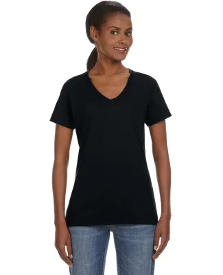 88VL Anvil - Missy Fit Ringspun V-Neck T-Shirt in Black