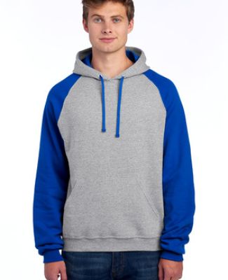 96CR JERZEES - Nublend® Colorblocked Hooded Pullo in Oxford/ royal
