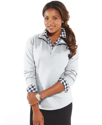 3764 LAT - Ladies' French Terry Quarter-Zip Pullov in White