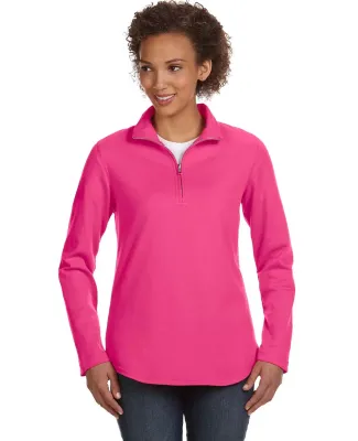 3764 LAT - Ladies' French Terry Quarter-Zip Pullov in Hot pink