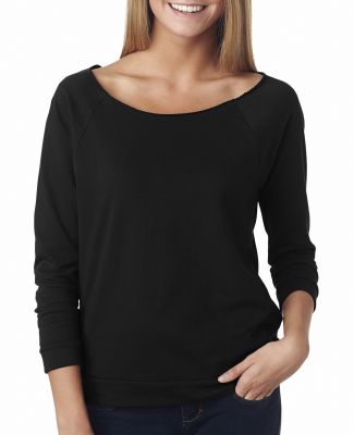 Next Level 6951 Terry Raw-Edge 3/4-Sleeve Raglan  in Black