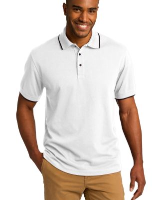 K454 Port Authority® Rapid Dry™ Tipped Polo in White/ jet black