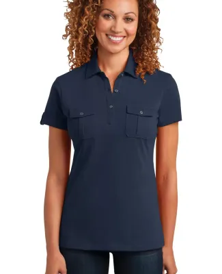 DM433 District Made™ Ladies Jersey Double Pocket New Navy