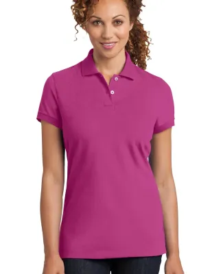 DM425 District Made™ Ladies Stretch Pique Polo Pink Raspberry
