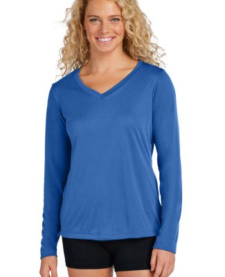 LST353LS Sport-Tek® Ladies Long Sleeve V-Neck Com in True royal