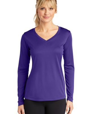 LST353LS Sport-Tek® Ladies Long Sleeve V-Neck Com in Purple