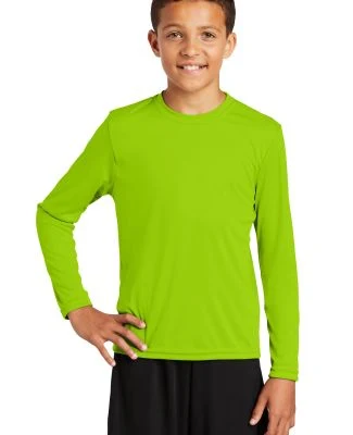 YST350LS Sport-Tek Youth Long Sleeve Competitor Te in Lime shock
