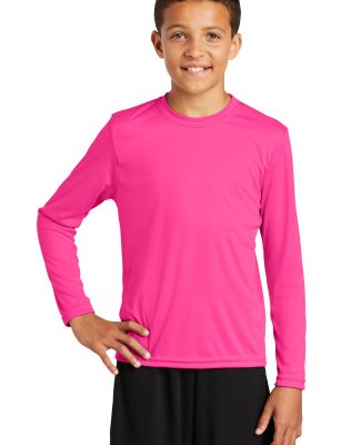 YST350LS Sport-Tek Youth Long Sleeve Competitor Te in Neon pink