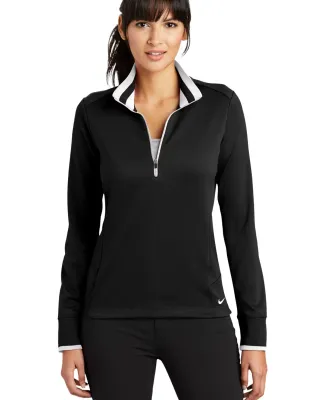 578674 Nike Golf Ladies Dri-FIT 1/2-Zip Cover-Up Black/White